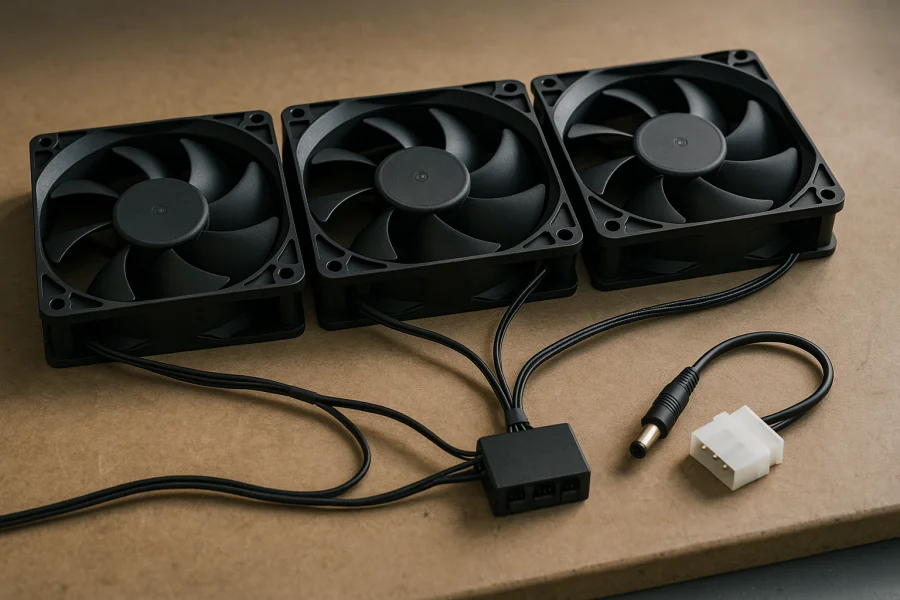 Mehrere PC-Lüfter über Y-Kabel und Lüfter-Hub an externer 12-Volt-Stromversorgung