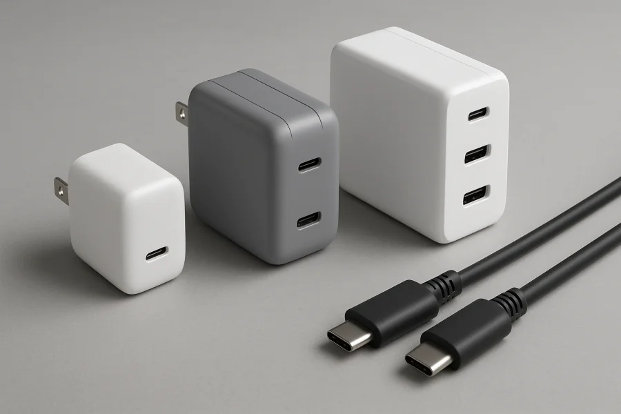 Verschiedene USB-C-Ladegeräte und USB-C-Kabel für unterschiedliche Einsatzbereiche